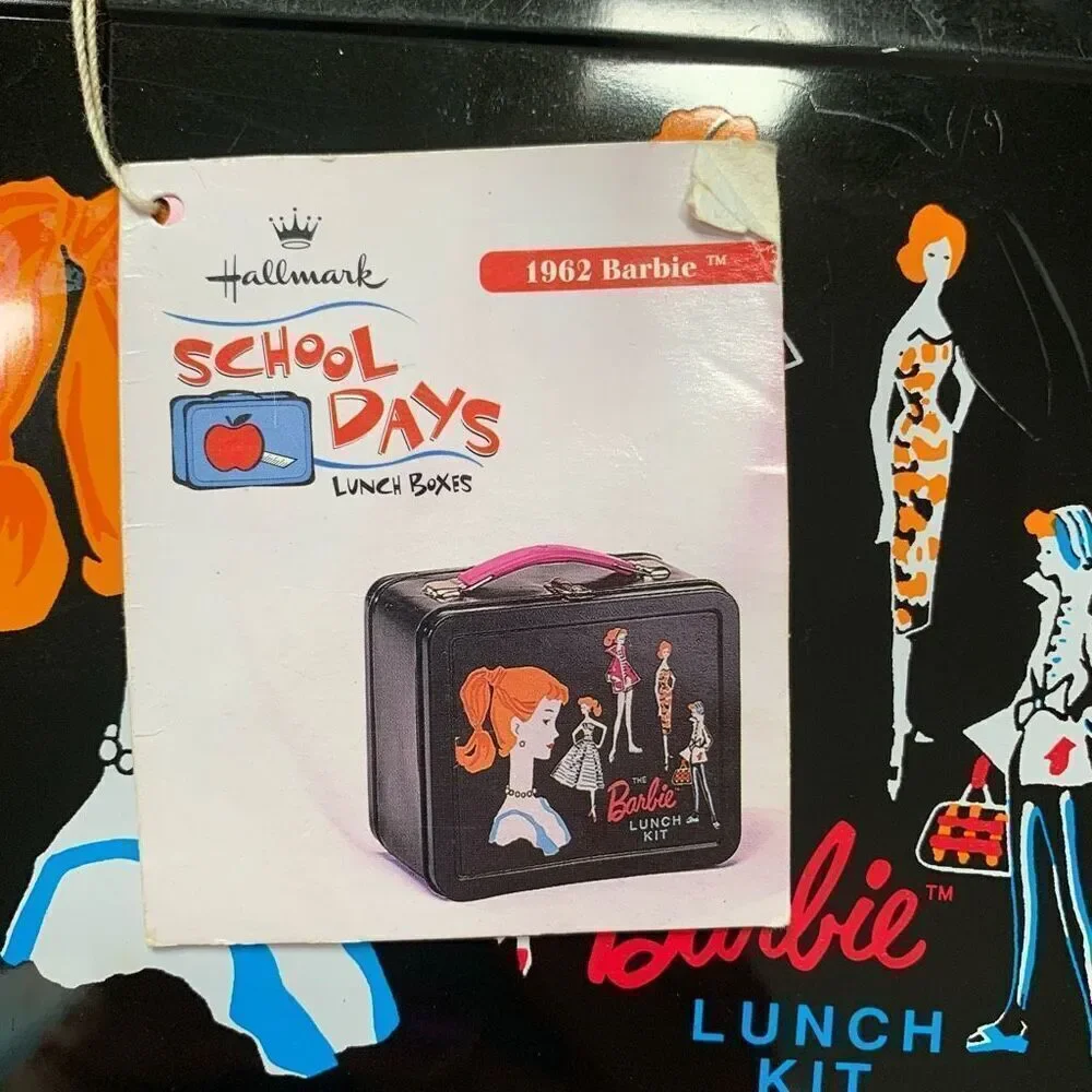 Vintage 90s Barbie X Hallmark Black‎ Lunch Kit Metal Red Handle Limited Edition